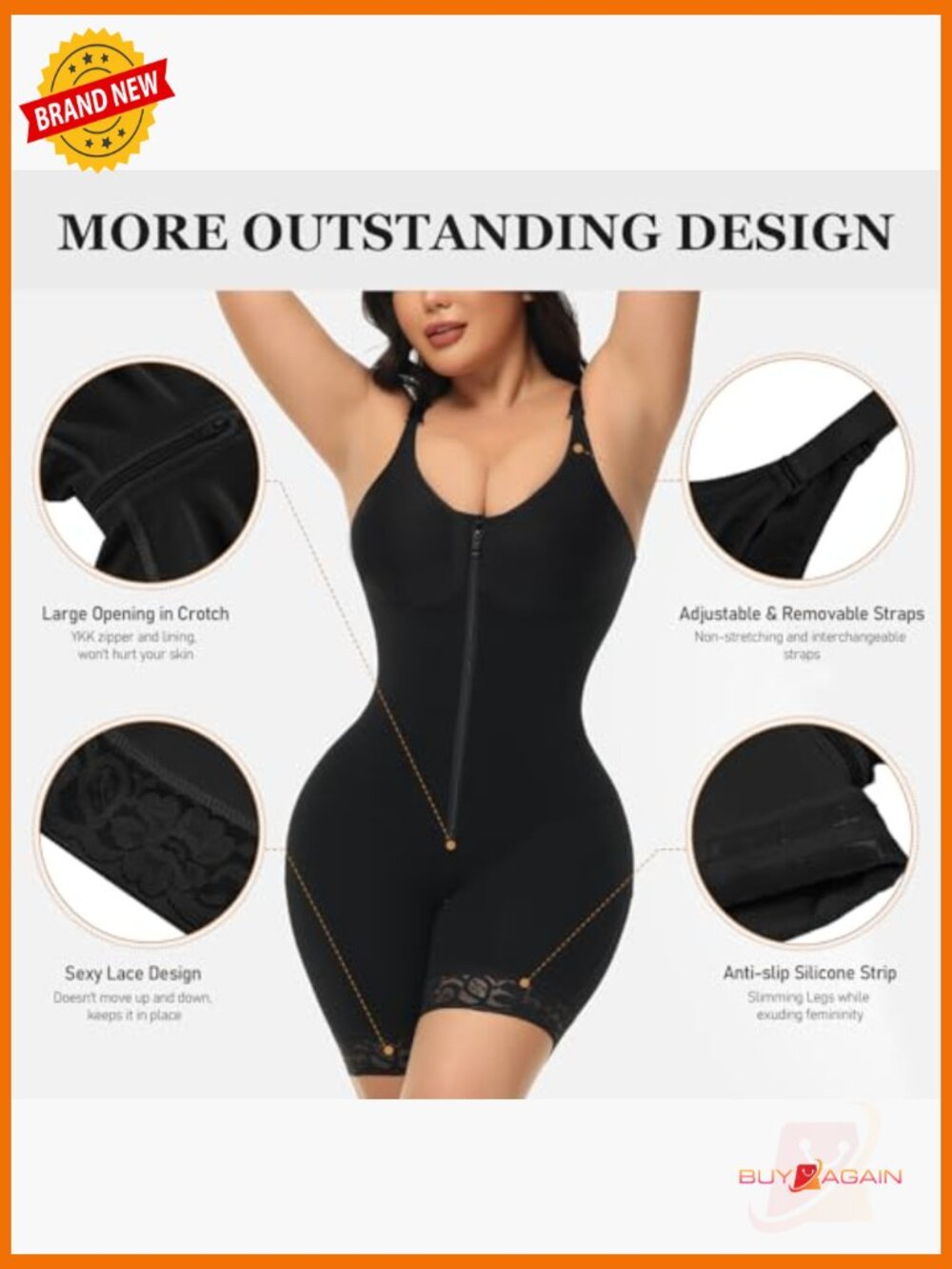 Faja Tummy Control Shapewear Bodysuit Butt Lifter Post Surgery Compression 3 - Picture 4 of 7